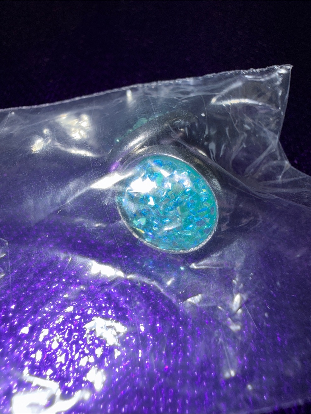 Blue Iridescent Druzy Stud Earrings - Women Jewelry Earrings